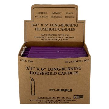 Purple Household Candles 6" - Display Box of 36